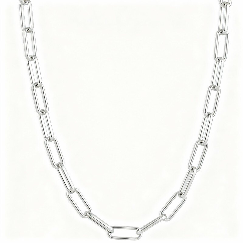 Collier chaîne trombone en or blanc 10 carats-4