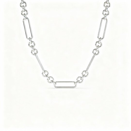 10K White Gold Paperclip Chain Necklace