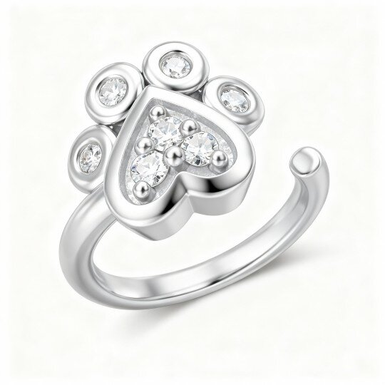 10K White Gold Cubic Zirconia Paw Nose Ring