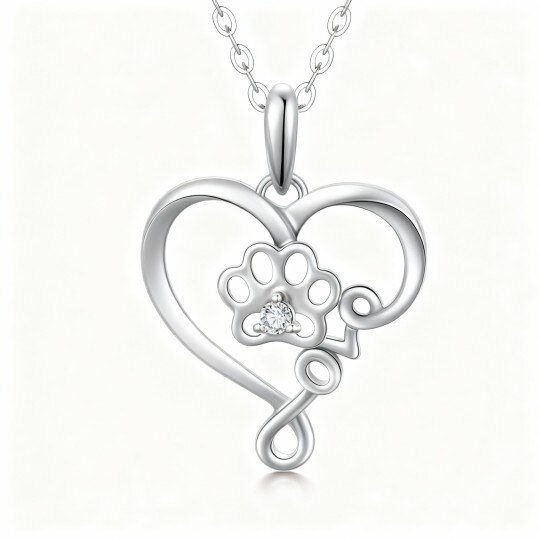 Collier pendentif patte en or blanc 10 carats et zircon cubique