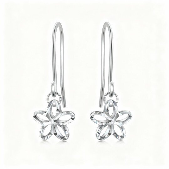 Pendientes colgantes de oro blanco de 10 quilates con forma de flor de melocotón