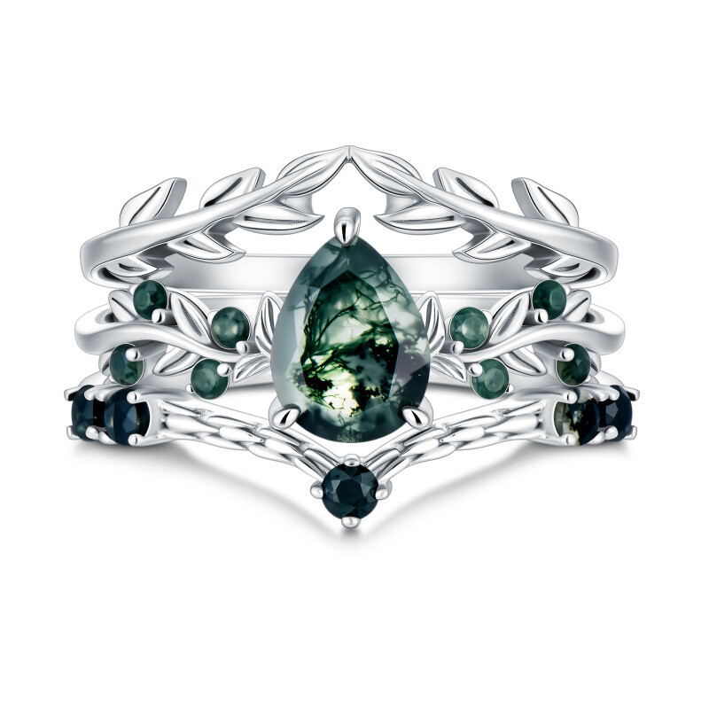 Platinum with White Gold Plated Pear Cut Bridal Set-1