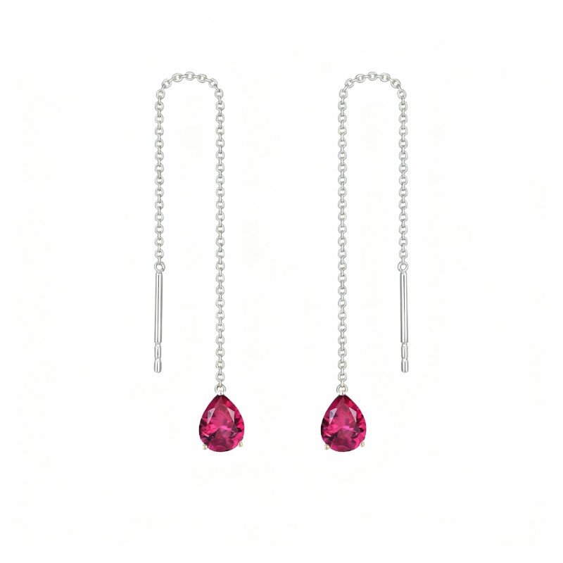 10K White Gold Pear Cut Cubic Zirconia Drop Shape Drop Earrings-16