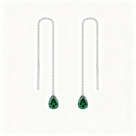 Tropfenförmige Ohrhänger aus 10-karätigem Weißgold mit birnenförmigen Zirkonia
