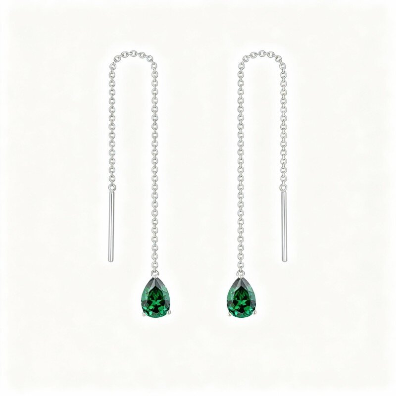 10K White Gold Pear Cut Cubic Zirconia Drop Shape Drop Earrings-19