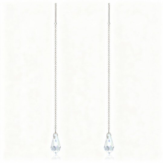 Ohrhänger aus 10-karätigem Weißgold mit birnenförmigem Mondstein