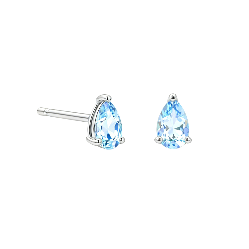 Pendientes de botón de oro blanco de 18 quilates con topacio talla pera.-1