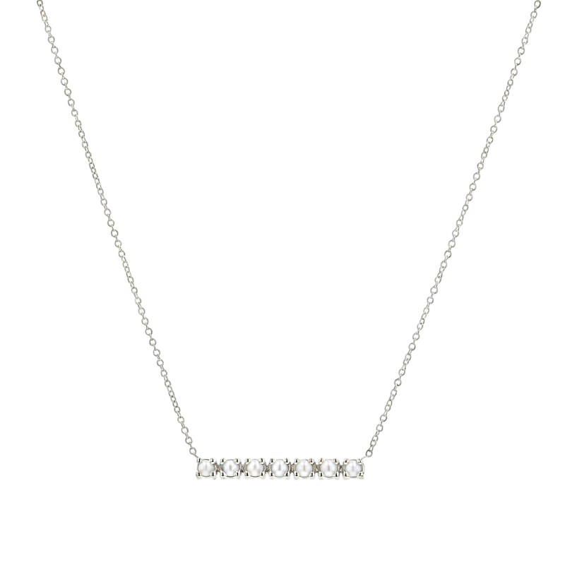 Collar con barra de perlas de oro blanco de 14 quilates-1
