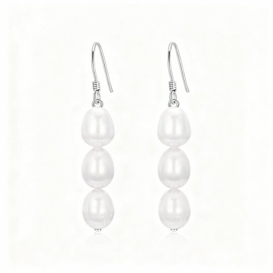 Brincos de pérola em ouro branco 10K