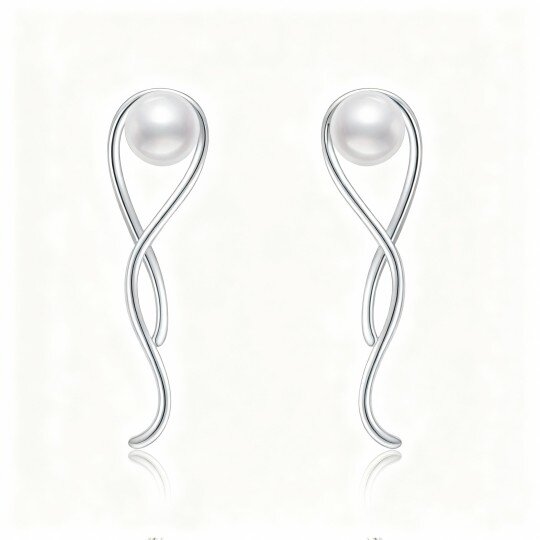 10K witgouden parelkralen oorbellen