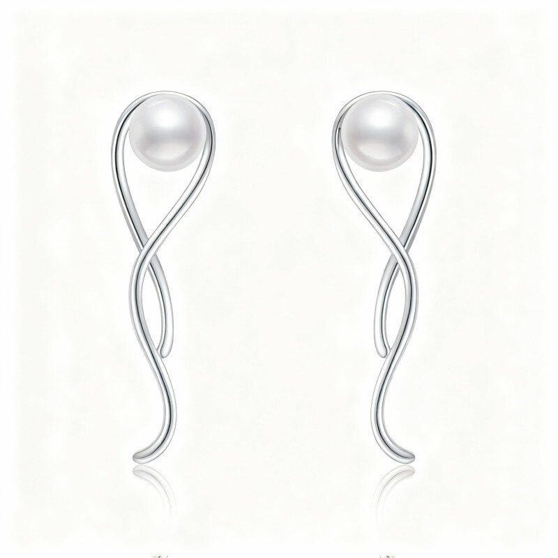 Brincos de pérola em ouro branco 10K-19