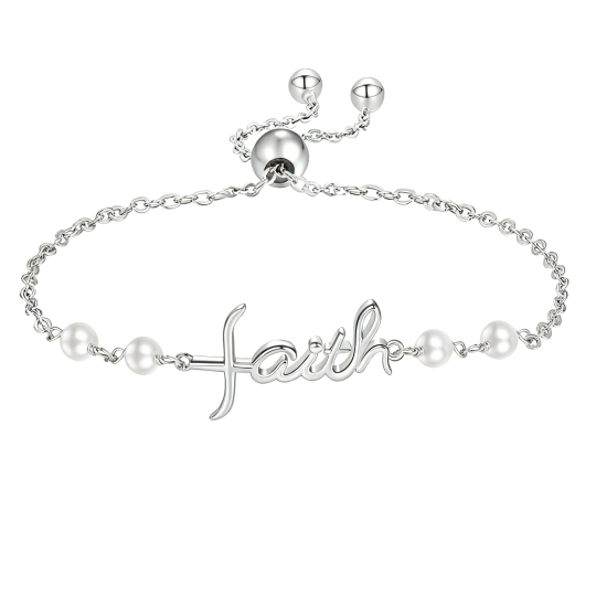 Perlen-Charm-Armband aus 10-karätigem Weißgold