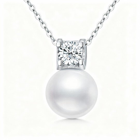 10K White Gold Pearl Couple & Grandmother & Mother & Mother & Daughter & Parents & Children & Sisters & Teacher Pendant Necklace