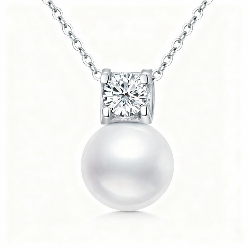 10K White Gold Pearl Couple & Grandmother & Mother & Mother & Daughter & Parents & Children & Sisters & Teacher Pendant Necklace-4