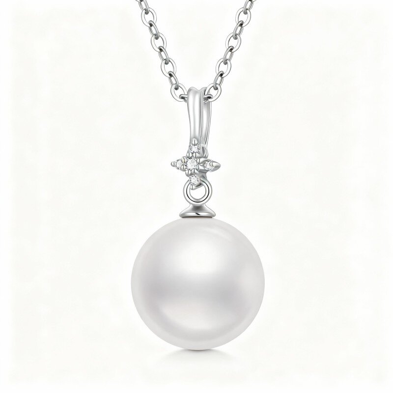 Collier pendentif couple en or blanc 10 carats et perles-18