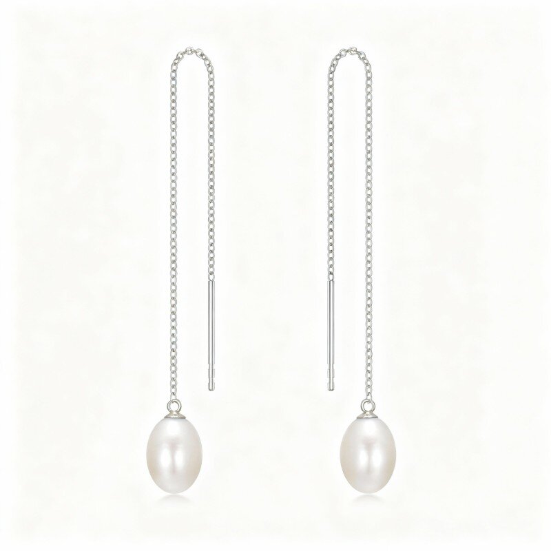 Kolczyki z perłami z białego złota 10K-14