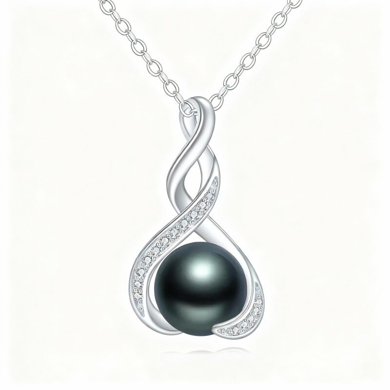 10K White Gold Pearl Infinity Symbol Pendant Necklace-18