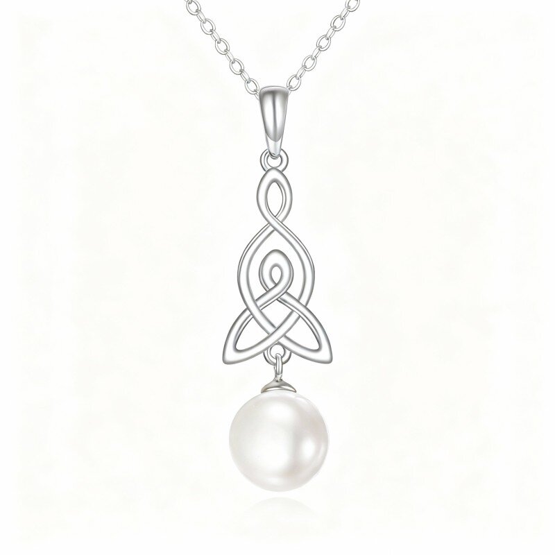 10K White Gold Pearl Infinity Symbol Pendant Necklace-19