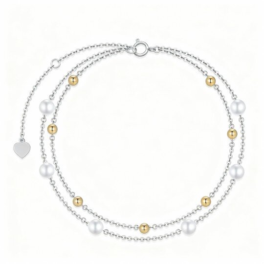 10K White Gold Pearl Layerered Bracelet