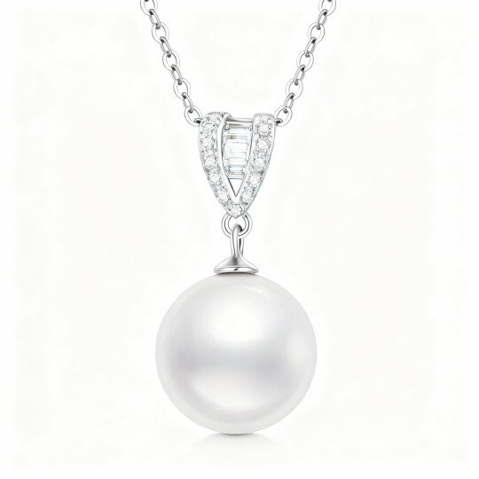 10K White Gold Pearl Mother & Mother & Daughter Pendant Necklace