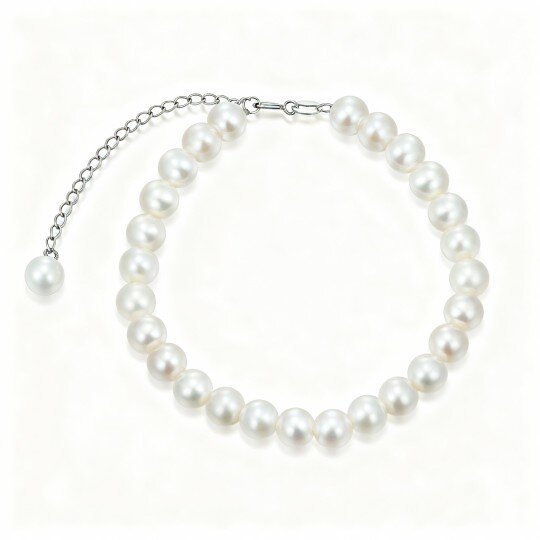 10K White Gold Pearl Mother & Daughter & Sisters Metal Beads Bracelet