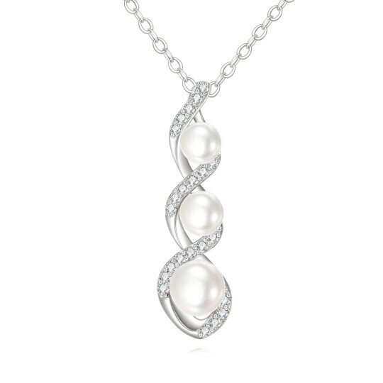 Collar con colgante de perla de oro blanco de 10 quilates