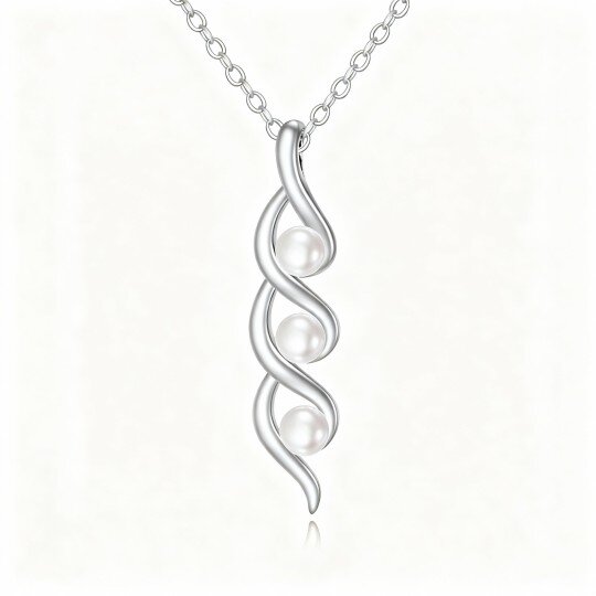 Collar con colgante de perla de oro blanco de 10 quilates