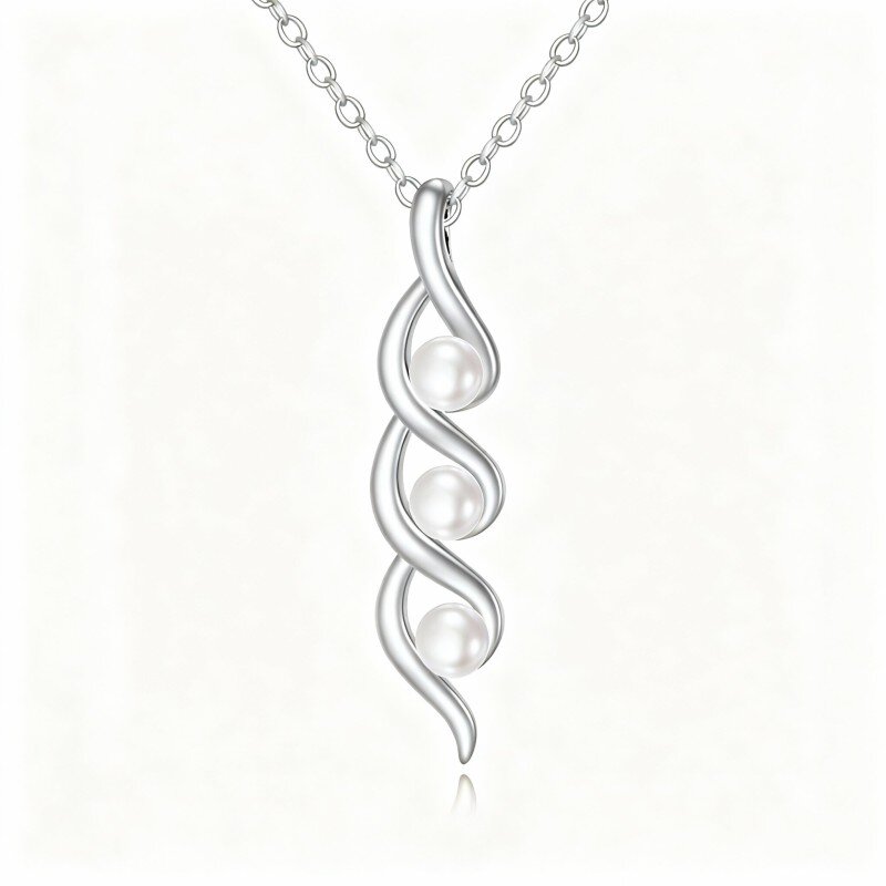 Colar com pendente de pérola em ouro branco 10K-20