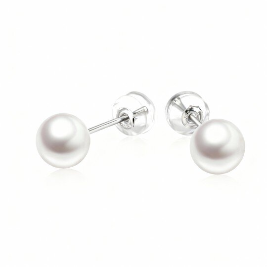 10K White Gold Pearl Stud Earrings