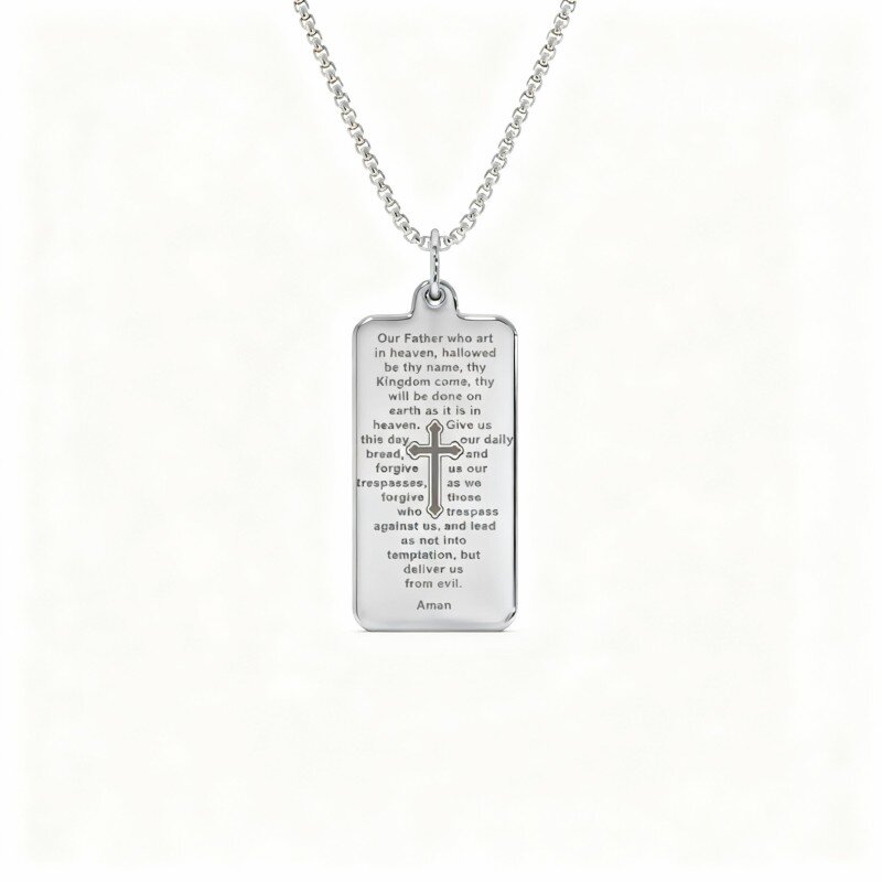 Collar con colgante de oro blanco de 10 quilates-1