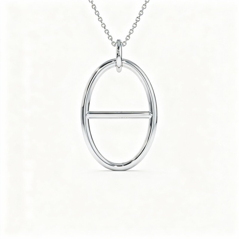 Colar com pendente banhado a platina e ouro branco-1