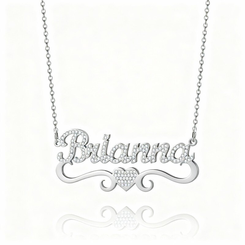 Collier pendentif en or blanc 10 carats-1