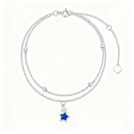 10K White Gold Pentagram Layerered Bracelet