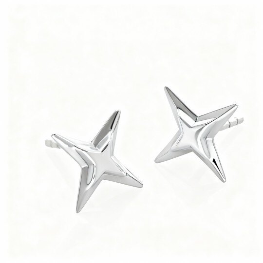 Pendientes de pentagrama de oro blanco de 10 quilates