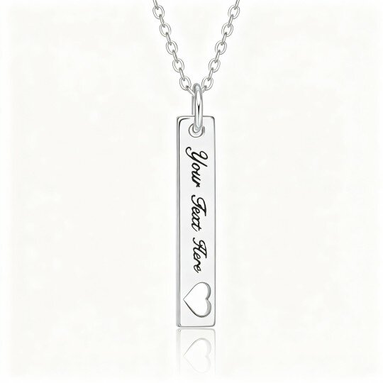 Collar con barra de piedra natal personalizada en oro blanco de 10 quilates