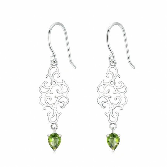 10K White Gold Cubic Zirconia Personalized Birthstone Drop Earrings