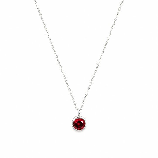 Colar com pendente personalizado de pedra de nascimento em ouro branco 10K com zircónias cúbicas