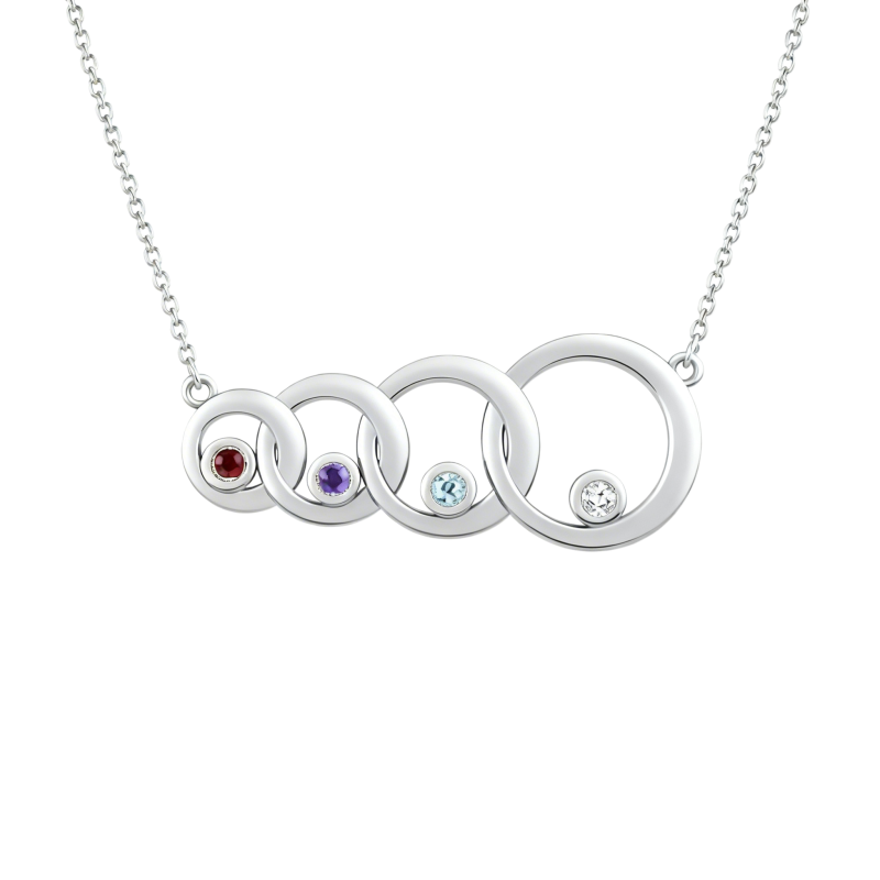 Platinum with White Gold Plated Cubic Zirconia Personalized Birthstone Pendant Necklace-1