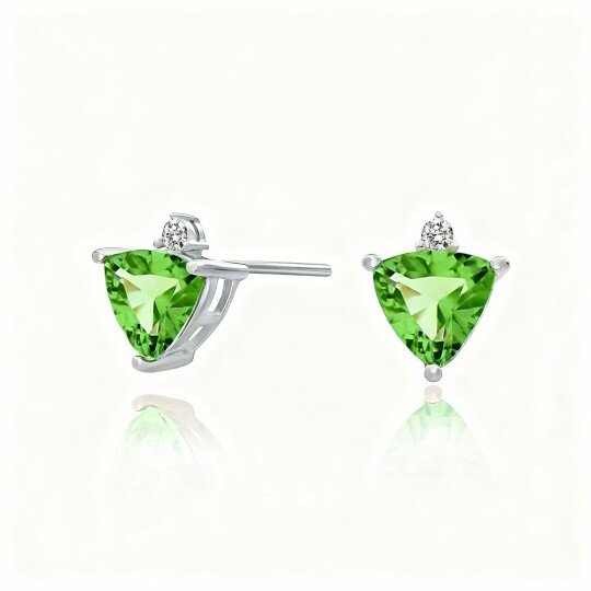 Brincos de pino com pedra de nascimento personalizada em ouro branco 9K e zircónia cúbica.