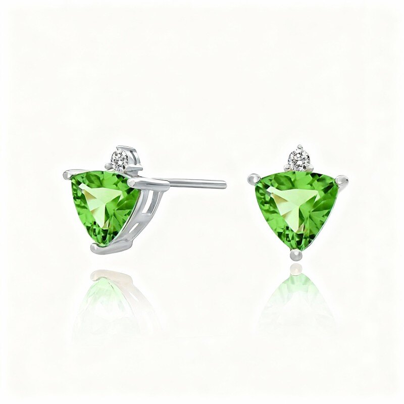 Pendientes de botón personalizados con piedra natal en oro blanco de 10 quilates con circonitas cúbicas-1