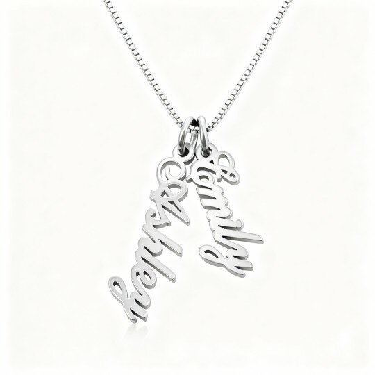 10K White Gold Personalized Classic Name Bar Necklace
