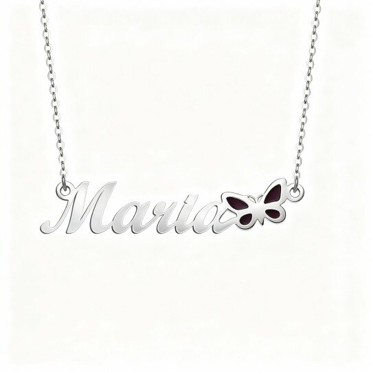10K White Gold & Personalized Classic Name Butterfly Pendant Necklace