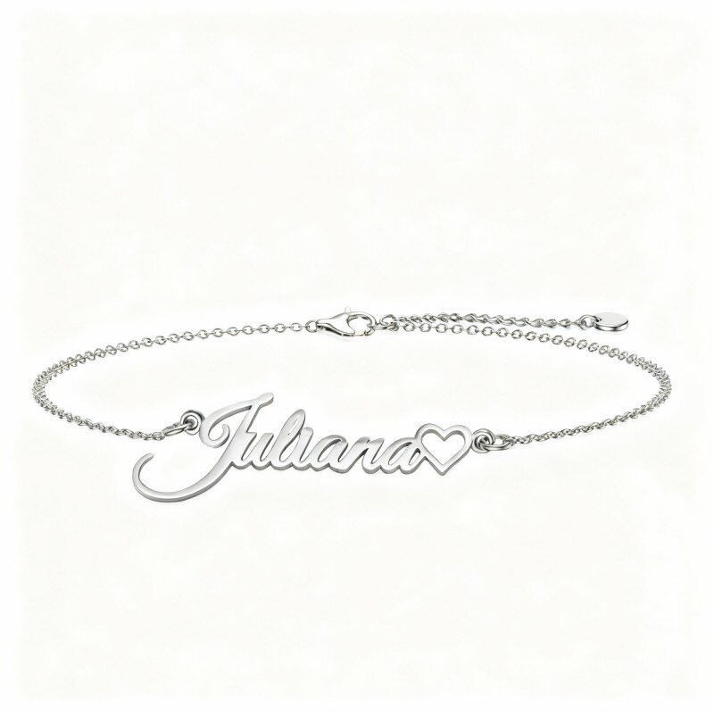 10K White Gold Personalized Classic Name Charm Bracelet-1