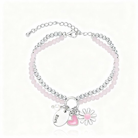 Personalisiertes klassisches Namensanhänger-Armband aus 10-karätigem Weißgold