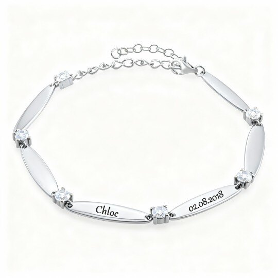 Personalisiertes klassisches Namensanhänger-Armband aus 10-karätigem Weißgold