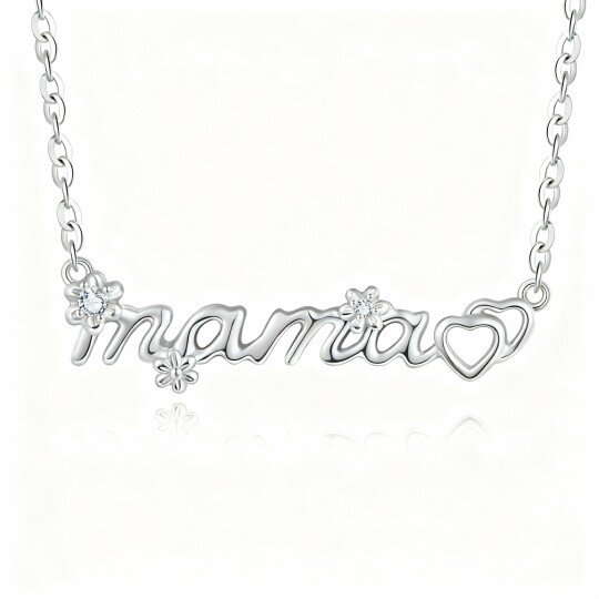 10K White Gold Cubic Zirconia & Personalized Classic Name Daisy Pendant Necklace