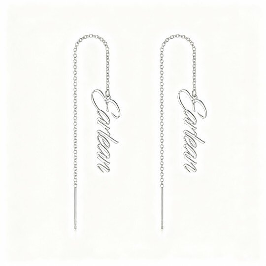 Brincos clássicos personalizados com nome em ouro branco 10K