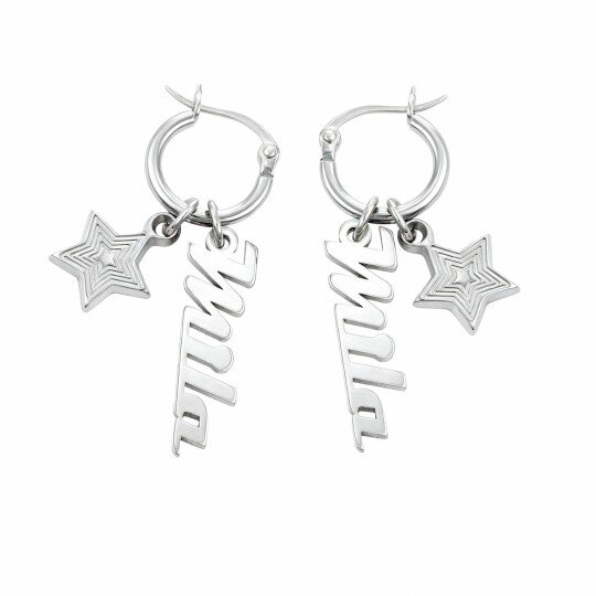 Brincos clássicos personalizados com nome em ouro branco 9K