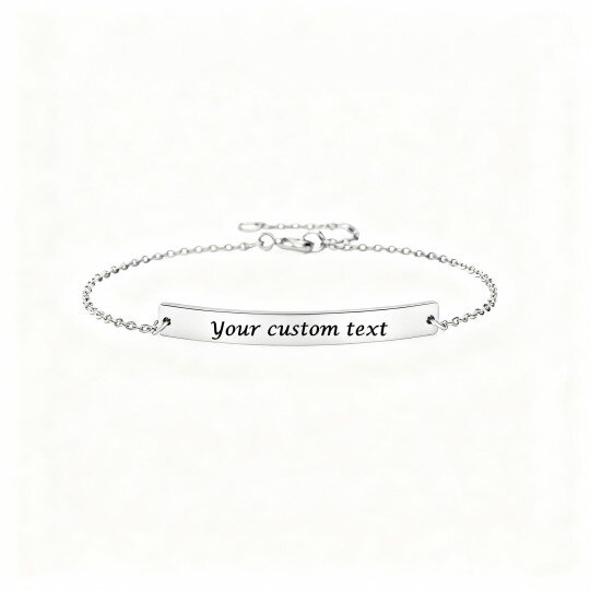 Pulseira de Identificação Clássica Personalizada com Nome em Ouro Branco 10K