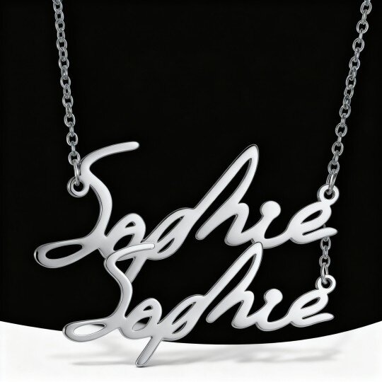 10K White Gold Personalized Classic Name Pendant Necklace